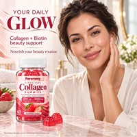Gummies de collagène hydrolysé OEM avec biotine et multivitamines, saveur fraise, pour la santé des cheveux, de la peau et des ongles, complément alimentaire