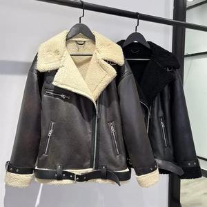 Chaqueta a cuadros de franela con forro de lana de Invierno para mujer con botón, Chaqueta de manga larga con capucha, suéter para mujer, abrigo, Chaqueta estilo motocicleta - Product Image 1