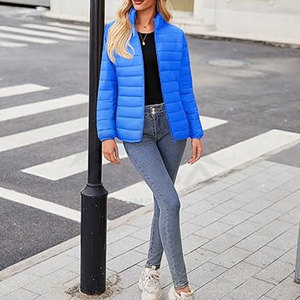 Veste matelassée pour femme, manteau d'hiver matelassé, vêtement d'extérieur léger rembourré avec col montant, fermeture éclair intégrale, vêtement décontracté chaud - Product Image 6