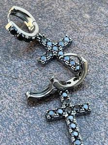 Pendientes Colgantes de Cruz Oxidada Negra en Plata de Ley 925 con Diamantes Simulados, Joyería de Moda para Mujer, Personalizados - Product Image 4