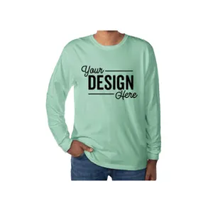 Mens Custom Logo Printed Long Sleeve T-Shirt Plain Dyed Pattern T Shirt At Wholesale Price
