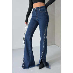 กางเกงยีนส์ผู้หญิงดีไซน์เก๋ไก๋พร้อมรอยผ่าชายกางเกงสุดทันสมัยเพื่อลุคที่มีสไตล์ - Product Image 3