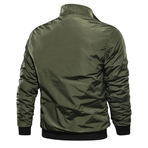 Chaquetas de bombardero sin cuello de primavera informales de alta calidad para hombre, 100% de nailon con cremallera frontal, prendas de vestir exteriores de lona, a prueba de viento, diseño de moda frío - Product Image 3