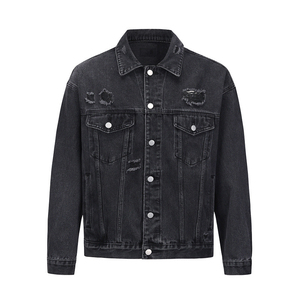 Mode lavé en détresse détruire déchiré Vintage Denim tissus veste en jean personnalisé hommes vestes pour hommes - Product Image 1