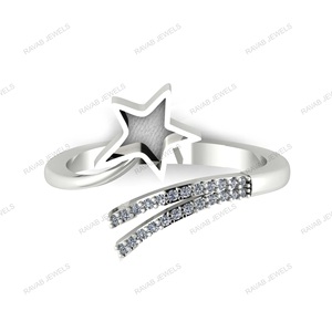 2025 Top Quality 925 Sterling Silver Adjustable Ring 5mm CZ High Plated Resin Star Blank Bezel Semi Mount Jewelry Components - Product Image 2