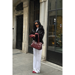 Abrigos Cortos de Piel Sintética Negra para Mujer - Product Image 5