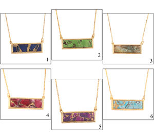 Nueva llegada diseñador barra forma Mohave rubí cobre turquesa piedra preciosa colgante Collar chapado en oro caja cadena collar joyería - Product Image 2