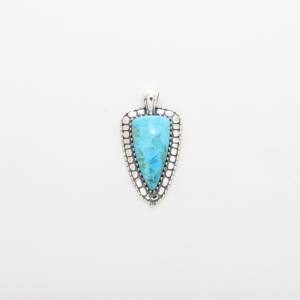 Pendentif en argent sterling 925 de qualité supérieure, tendance, serti en bélière, turquoise bleu compressé, forme de balle, élégant, cadeau unisexe - Product Image 1