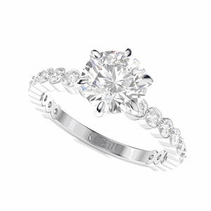 Bague de fiançailles pour femme de style mignon avec diamant solitaire de laboratoire taille ronde et accents, marque RITZIN - Product Image 3