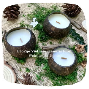 Cuenco de vela de cáscara de coco, cuenco de cáscara de coco para vela con Logo grabado láser, hecho en Vietnam, venta al por mayor - Product Image 5