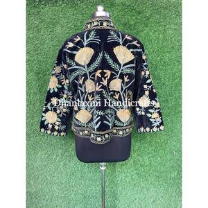 Veste en Velours Doux et Coton Unisexe, Manteau d'Hiver Boho Hippies Suzani Brodé à la Main, Tenue de Fête pour Femme, Printemps et Automne - Product Image 6