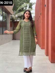 ชุดเดรสลายพื้นเมืองอินเดียที่สวยที่สุดพร้อมใส่ชุดเดรสแบบอินเดียใส่ทำงานมีไซส์ใหญ่พิเศษ - Product Image 2