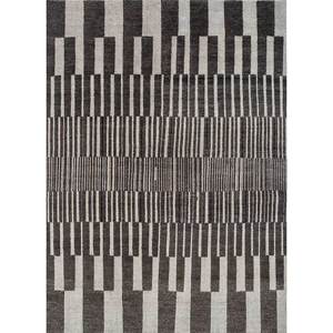 AKWL-1659 Alfombra de Lana Anudada a Mano, Diseño Geométrico Gris y Negro, para Sala de Estar, Pasillo, Entrada, Estilo Rompecabezas Rectangular, Nueva - Product Image 1