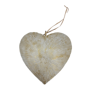 Christmas Decorative White and Gold Color <b>Large</b> Size Embossed Iron Hanging Heart Christmas <b>Ornament</b> Customized - Product Image 1
