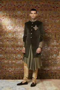 NEW--ELEGANT ZARI EMBROIDERY on INDO WESTERN-SHERWANI DRESS & ALSO MATCHING SHOE WITH DRESS for PARTY-WEAR/WEDDING @ 2023 - Product Image 2