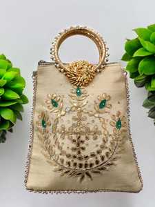 Indian Handmade Golden Embroidery <b>Potli</b> <b>Bags</b> for Women Return Gift <b>Bags</b> Wedding Favour Mehndi Favour - Product Image 2