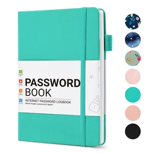 ホットセラーノートブックA5パスワードブックハードカバージャーナルビジネスPUレザーメモ帳エンボス加工ロゴ付き