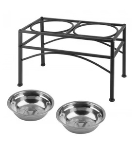 Comedero elevado para mascotas con estampado decorativo de patas, cuencos de acero inoxidable, estilo antiguo, alimentación elevada para perros y gatos, disponible, amplia gama - Product Image 3