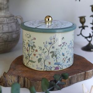 Pastel Yellow Floral Design Metal round Canister Knob Handle Ø175x130mm for Food Storage & Container - Product Image 3