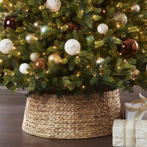 Cesta de mimbre plegable Collar de planta con jacinto de agua natural Decoración navideña festiva para el hogar Decoración de su árbol de Navidad - Product Image 6