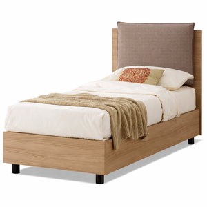 Lit Conteneur Simple, FABRIQUÉ EN ITALIE, Style Moderne avec Tête de Lit Rembourrée, Sommier à Lattes EVERGREENWEB - Product Image 1