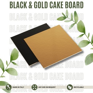แผ่นรองเค้กกระดาษเคลือบโลหะสีดำทองแบบใช้แล้วทิ้ง - Product Image 4