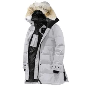 와 2 포켓 모피 후드 여성 겨울 가을 스트리트 착용 파카 재킷 최신 디자인 핫 세일 패션 긴 숙녀 코트 파카