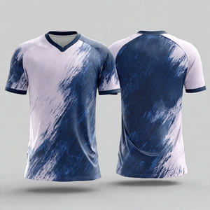 Maillots de football à sublimation, hauts de football à séchage rapide, col en V, hauts de football imprimés, 100% polyester, hauts de football à rayures - Product Image 1