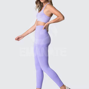 Wholesale Prices Best Selling Fashionable <b>Women</b> Yoga Sets Solid <b>Shorts</b> Custom Logo Seamless Winter Anti-Bacterial Casual - Product Image 4