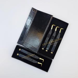 Pestañas Antiestáticas GETUP BROSONS IMPEX de Acero Inoxidable, Color Negro Liso con Punta Dorada y Diseño de Corona Recortada, 10 mm - Product Image 2