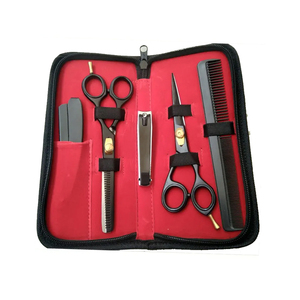 Juego de tijeras de peluquero personalizadas 5,5 ", maquinilla de afeitar de peluquero recubierta de Color negro, Kit de tijeras de acero inoxidable - Product Image 6