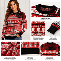 Pull de Noël moche personnalisé avec logo, motif uni pain d'épices et canne à sucre, unisexe, manches classiques, tricot festif