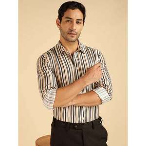 Amanush <b>Men's</b> Multi Nylon Striped Formal Shirt Full Sleeve Turn-down Collar Breathable Summer Wear <b>Mens</b> Wear Shirts - Product Image 1