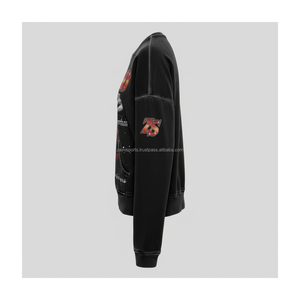 Sudadera de mezcla de algodón Heavyweight 320 GSM, forro polar interior Ultra suave, negro, logotipo personalizado, sudaderas básicas con bordado de pantalla DTG - Product Image 5