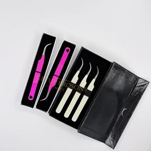 Pinzas para Pestañas GETUP BROSONS IMPEX, Color Rosa Intenso/Blanco, Diseño con Recortes de Diamante, Acero Inoxidable, Punta de Fibra de 10 mm - Product Image 4