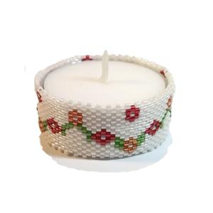 Bougeoirs photophore avec perles de rocaille et broderie perlée avec conceptions personnalisées Bougeoir avec perles de rocaille personnalisées pour bougies chauffe-plat - Product Image 3