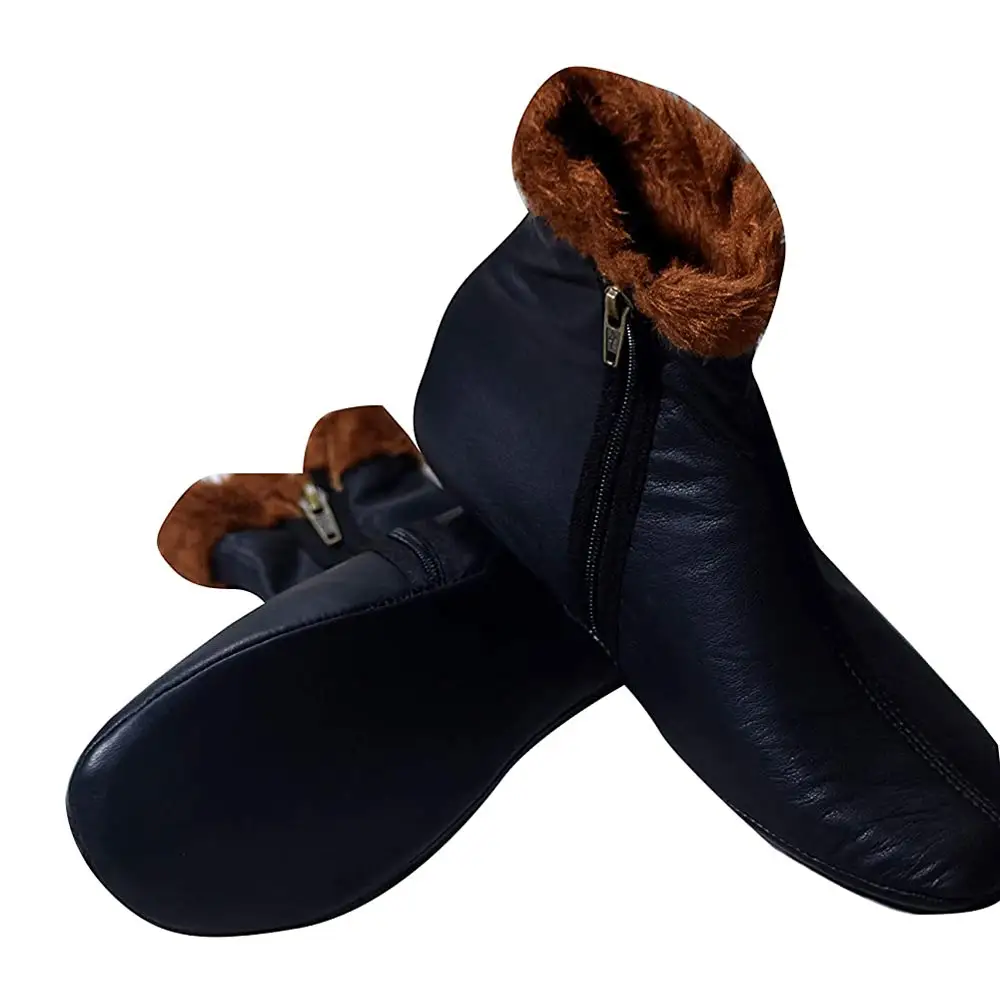 Özel yapılmış deri ayakkabı erkekler için yeni stil kış sezonu deri çorap | 100% yüksek kaliteli malzeme deri çorap