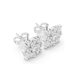 Floral Diamond Stud Earrings 0.36 CT Lab VVS-VS EF CVD Diamonds 18KT, 14KT, 10KT Gold & 925 Silver Rose, Yellow, White - Product Image 6