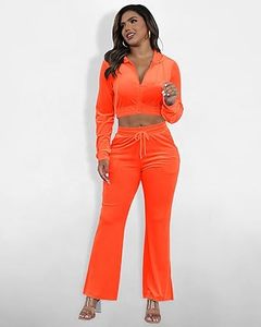 Solid Color Good Quality <b>Tracksuit</b> Women Fleece Female Velvet Custom <b>Velour</b> Crop Top Zipper <b>Tracksuit</b> Set for Girls Breathable - Product Image 4