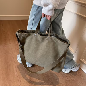 Bolso de mano de lona de algodón de lujo personalizado al por mayor para mujer, bolso de moda con bolsillos de alta capacidad - Product Image 3