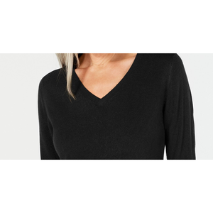 Maglione da Donna Karen Scott con Scollo a V, Traspirante e Caldo, con Applicazioni, Moda Autunno Inverno, Nero, Taglia S, Lavorazione Frontale in Ciniglia - Product Image 2