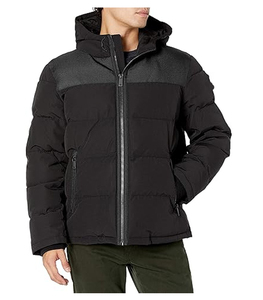 Blouson d'hiver matelassé pour homme, blouson matelassé brillant noir pour homme, blousons et manteaux à bulles personnalisés avec logo - Product Image 1