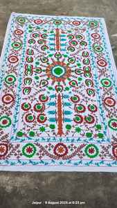 Jeté en laine brodée Suzani écologique fait sur mesure, style bohème traditionnel, artisanal pour la maison, cadeau de luxe - Product Image 5