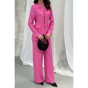 Conjunto de Chaqueta y Pantalones con Detalle de Copa Rosa - Rosa - Product Image 4