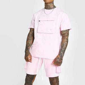 Ensemble de survêtement sportif pour homme été 2024, 2 pièces, tricot uni, thermique, séchage rapide, chemises et shorts, 100% coton, vêtements de sport - Product Image 5