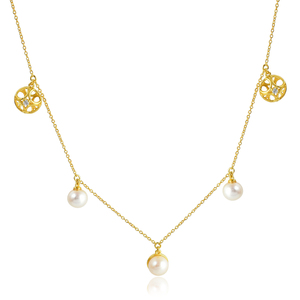 Collier en argent sterling 925 avec perle et pierres précieuses, bijoux fins de luxe pour femmes et filles - Product Image 4