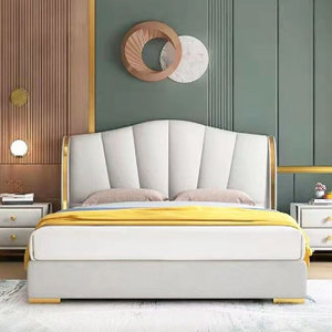 Modern Queen <b>King</b> <b>Size</b> Platform <b>Bed</b> with High Quality Engineered Industrial G Material Soft Style Panel Design Industrial Sector - Product Image 1