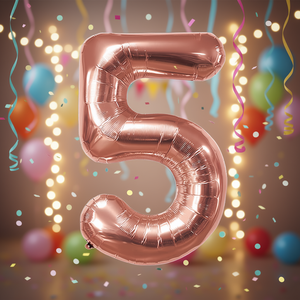 Palloncino Numero 5 in Oro Rosa 45cm per Decorazioni Festive - Product Image 3