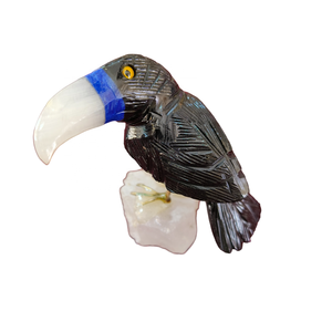 Belle sculpture d'oiseau en pierre de cristal fabriquée à la main Sculpture puissante amour paire charme oiseaux finement sculptés expose le fard à joues - Product Image 1