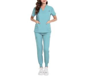100% algodón elástico Todo Negro 100 algodón Scrubs médico enfermería uniformes mujeres y hombre Scrubs conjuntos 2025 - Product Image 1